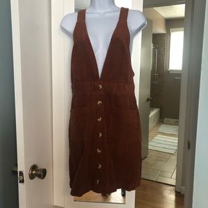 Corduroy rust colored overall dress